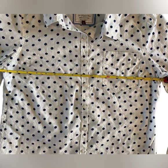 So Perfect button down long sleeve Shirt black and white polka dot size Large - Picture 5 of 8